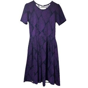 Lularoe Amelia Dress Women’s Medium M Zipper Knit Short Sleeve Fall